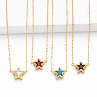 Copper Simple Style Star Plating Inlay Zircon Pendant Necklace main image 1