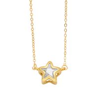Copper Simple Style Star Plating Inlay Zircon Pendant Necklace sku image 3