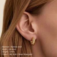 1 Pair Simple Style Geometric Solid Color Plating Stainless Steel 14K Gold Plated Rose Gold Plated Hoop Earrings main image 3