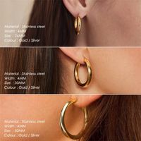 1 Pair Simple Style Geometric Solid Color Plating Stainless Steel 14K Gold Plated Rose Gold Plated Hoop Earrings main image 2