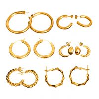 1 Pair Simple Style Geometric Solid Color Plating Stainless Steel 14K Gold Plated Rose Gold Plated Hoop Earrings main image 5