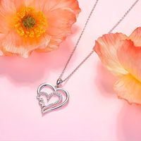 Copper Simple Style Commute Heart Shape Inlay Rhinestones Pendant Necklace main image 1