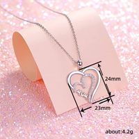 Copper Simple Style Commute Heart Shape Inlay Rhinestones Pendant Necklace main image 2