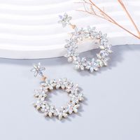 1 Pair IG Style Shiny Circle Flower Inlay Alloy Zircon Drop Earrings main image 2