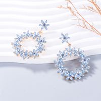 1 Pair IG Style Shiny Circle Flower Inlay Alloy Zircon Drop Earrings main image 4