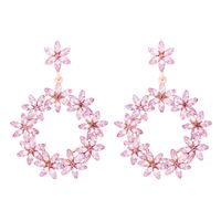 1 Pair IG Style Shiny Circle Flower Inlay Alloy Zircon Drop Earrings sku image 5