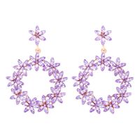 1 Pair IG Style Shiny Circle Flower Inlay Alloy Zircon Drop Earrings sku image 6
