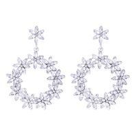 1 Pair IG Style Shiny Circle Flower Inlay Alloy Zircon Drop Earrings sku image 7