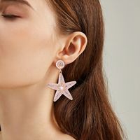 1 Pair Casual Sweet Starfish Inlay Alloy Rhinestones Pearl Drop Earrings main image 4