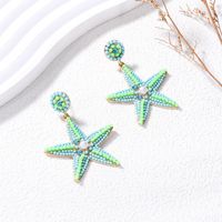 1 Pair Casual Sweet Starfish Inlay Alloy Rhinestones Pearl Drop Earrings main image 5