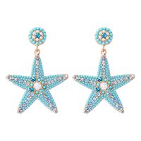 1 Pair Casual Sweet Starfish Inlay Alloy Rhinestones Pearl Drop Earrings sku image 2