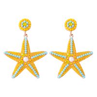 1 Pair Casual Sweet Starfish Inlay Alloy Rhinestones Pearl Drop Earrings sku image 1