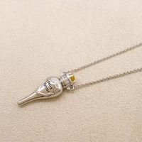 Sterling Silver White Gold Plated IG Style Elegant Bottle Inlay Artificial Gemstones Agate Pendant Necklace main image 5