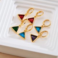 1 Pair Casual Elegant Simple Style Triangle Inlay Copper Zircon 18K Gold Plated Drop Earrings main image 9