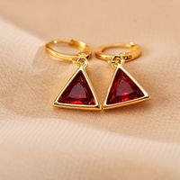 1 Pair Casual Elegant Simple Style Triangle Inlay Copper Zircon 18K Gold Plated Drop Earrings main image 7