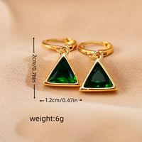 1 Pair Casual Elegant Simple Style Triangle Inlay Copper Zircon 18K Gold Plated Drop Earrings main image 2