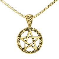 Stainless Steel Hip-Hop Round Star Pendant Necklace main image 5