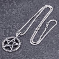 Stainless Steel Hip-Hop Round Star Pendant Necklace main image 1