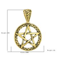 Stainless Steel Hip-Hop Round Star Pendant Necklace main image 2
