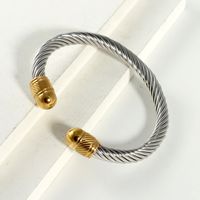 Style Classique Bloc De Couleur Bande En Spirale Acier Inoxydable 304 Plaqué Or 18K Pas De Marqueterie Bracelet En Masse sku image 2