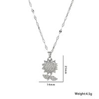 Stainless Steel 18K Gold Plated Shiny Sunflower Inlay Zircon Pendant Necklace main image 3