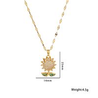 Stainless Steel 18K Gold Plated Shiny Sunflower Inlay Zircon Pendant Necklace main image 2