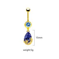 1 Piece Belly Rings Sweet Pastoral Water Droplets Rose Flower Stainless Steel Alloy Inlay Acrylic Rhinestones Glass White Gold Plated Gold Plated main image 8