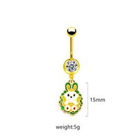 1 Piece Belly Rings Sweet Pastoral Water Droplets Rose Flower Stainless Steel Alloy Inlay Acrylic Rhinestones Glass White Gold Plated Gold Plated main image 3