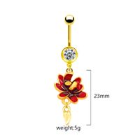 1 Piece Belly Rings Sweet Pastoral Water Droplets Rose Flower Stainless Steel Alloy Inlay Acrylic Rhinestones Glass White Gold Plated Gold Plated main image 10