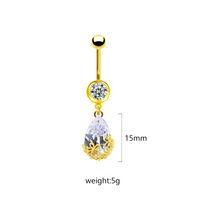 1 Piece Belly Rings Sweet Pastoral Water Droplets Rose Flower Stainless Steel Alloy Inlay Acrylic Rhinestones Glass White Gold Plated Gold Plated sku image 2