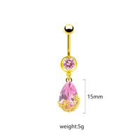 1 Piece Belly Rings Sweet Pastoral Water Droplets Rose Flower Stainless Steel Alloy Inlay Acrylic Rhinestones Glass White Gold Plated Gold Plated sku image 3