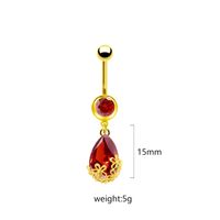 1 Piece Belly Rings Sweet Pastoral Water Droplets Rose Flower Stainless Steel Alloy Inlay Acrylic Rhinestones Glass White Gold Plated Gold Plated sku image 4