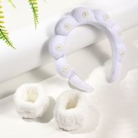 Women's Casual Solid Color Flannel Inlay Artificial Pearls Hair Band sku image 3