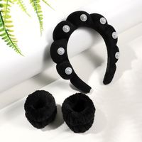 Women's Casual Solid Color Flannel Inlay Artificial Pearls Hair Band sku image 1