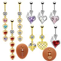 1 Piece Belly Rings IG Style Simple Style Heart Shape Butterfly 316 Stainless Steel  Alloy Hollow Out Inlay Acrylic Rhinestones Glass White Gold Plated Gold Plated main image 1