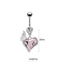 1 Piece Belly Rings IG Style Simple Style Heart Shape Butterfly 316 Stainless Steel  Alloy Hollow Out Inlay Acrylic Rhinestones Glass White Gold Plated Gold Plated main image 4
