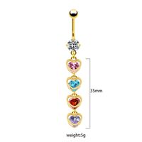 1 Piece Belly Rings IG Style Simple Style Heart Shape Butterfly 316 Stainless Steel  Alloy Hollow Out Inlay Acrylic Rhinestones Glass White Gold Plated Gold Plated main image 5