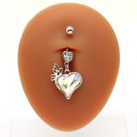 1 Piece Belly Rings IG Style Simple Style Heart Shape Butterfly 316 Stainless Steel  Alloy Hollow Out Inlay Acrylic Rhinestones Glass White Gold Plated Gold Plated main image 8