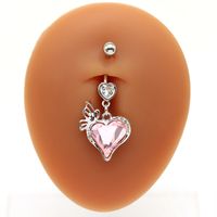 1 Piece Belly Rings IG Style Simple Style Heart Shape Butterfly 316 Stainless Steel  Alloy Hollow Out Inlay Acrylic Rhinestones Glass White Gold Plated Gold Plated main image 10