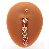 1 Piece Belly Rings IG Style Simple Style Heart Shape Butterfly 316 Stainless Steel  Alloy Hollow Out Inlay Acrylic Rhinestones Glass White Gold Plated Gold Plated main image 7