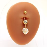 1 Piece Belly Rings IG Style Simple Style Heart Shape Butterfly 316 Stainless Steel  Alloy Hollow Out Inlay Acrylic Rhinestones Glass White Gold Plated Gold Plated main image 9