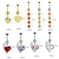1 Piece Belly Rings IG Style Simple Style Heart Shape Butterfly 316 Stainless Steel  Alloy Hollow Out Inlay Acrylic Rhinestones Glass White Gold Plated Gold Plated main image 2