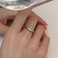 Wholesale Simple Style Square Copper Plating Inlay Zircon Open Rings main image 1