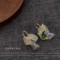 1 Pair Sweet Flower Plating Inlay Arylic Gauze Artificial Pearls Drop Earrings main image 3