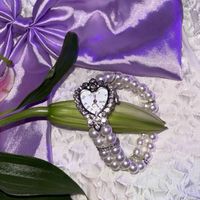Sweet Cool Style Cross Heart Shape Artificial Pearl Stone Titanium Steel Inlay Rhinestones Women's Bracelets sku image 2