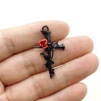 1 Piece Alloy Cross Rose Polished Pendant main image 3