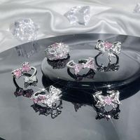 Wholesale Sweet Bow Knot Copper Plating Inlay Zircon Open Rings main image 1
