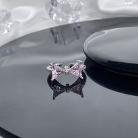 Wholesale Sweet Bow Knot Copper Plating Inlay Zircon Open Rings sku image 4