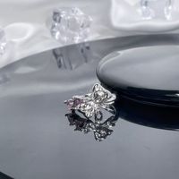 Wholesale Sweet Bow Knot Copper Plating Inlay Zircon Open Rings sku image 3