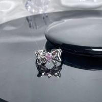 Wholesale Sweet Bow Knot Copper Plating Inlay Zircon Open Rings sku image 1